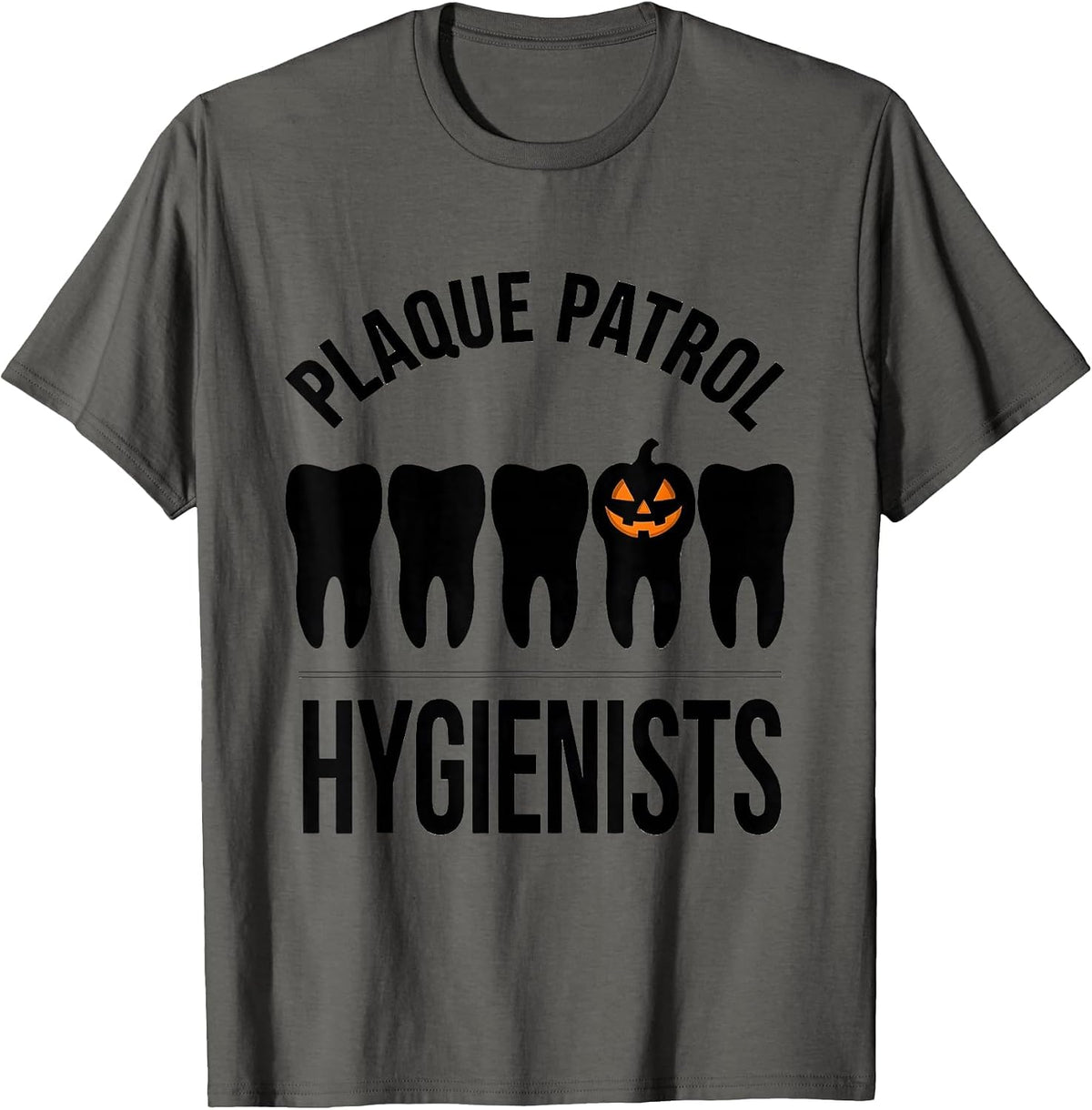 Men's Plaque Patrol Hygienists Funny Dental Hygienist Halloween T-Shirt - Asphalt Grey