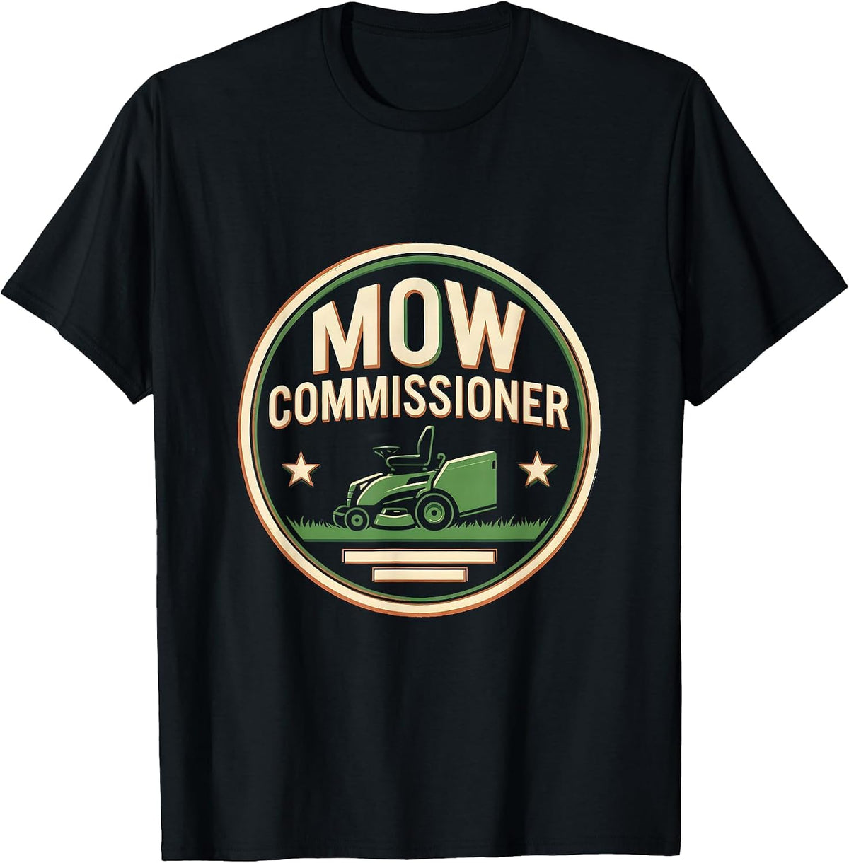Men's Mow Commissioner Funny Lawn Mowing Dad Gift T-Shirt - Black