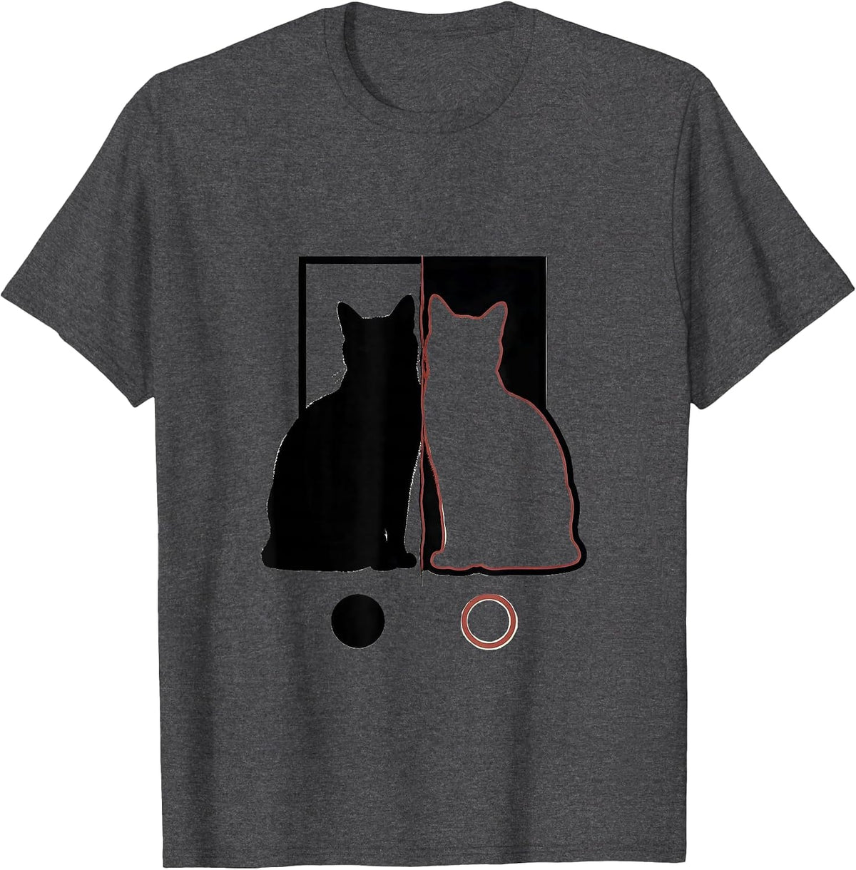 Schrodingers Cat Minimalist Physics Nerd Humor T-Shirt - Dark Heather Grey