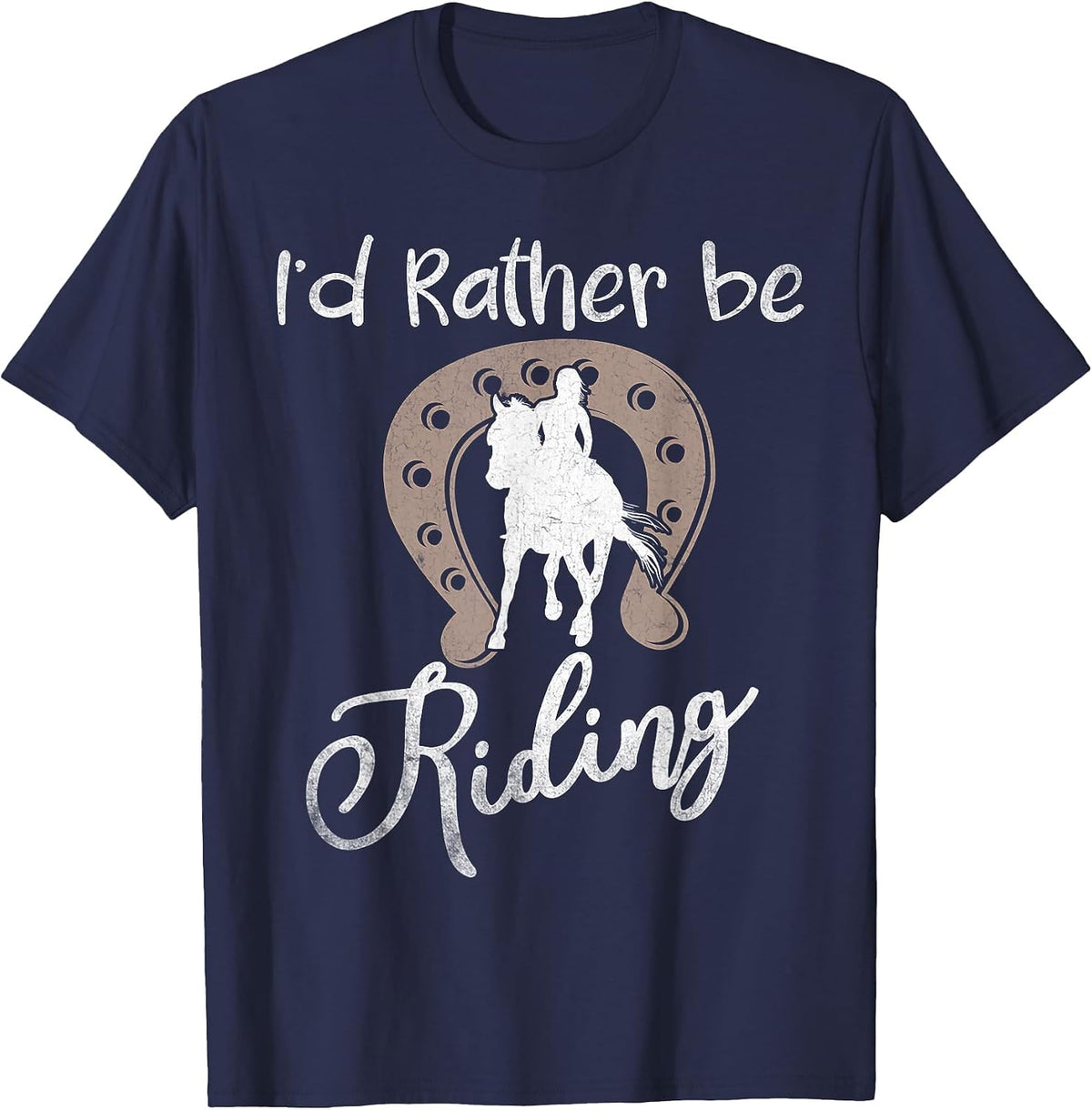 Horse Shirts for Women Girls I'd Rather Be Riding Horseback T-Shirt - Navy Blue