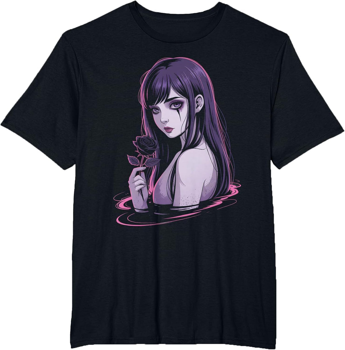 Horror Anime Manga Japanese Creepy Kawaii Goth Grunge Waifu T-Shirt - Black