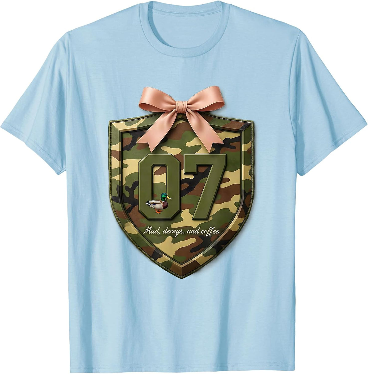 Men's Mud Decoys and Coffee Duck Camo Design T-Shirt - Baby Blue
