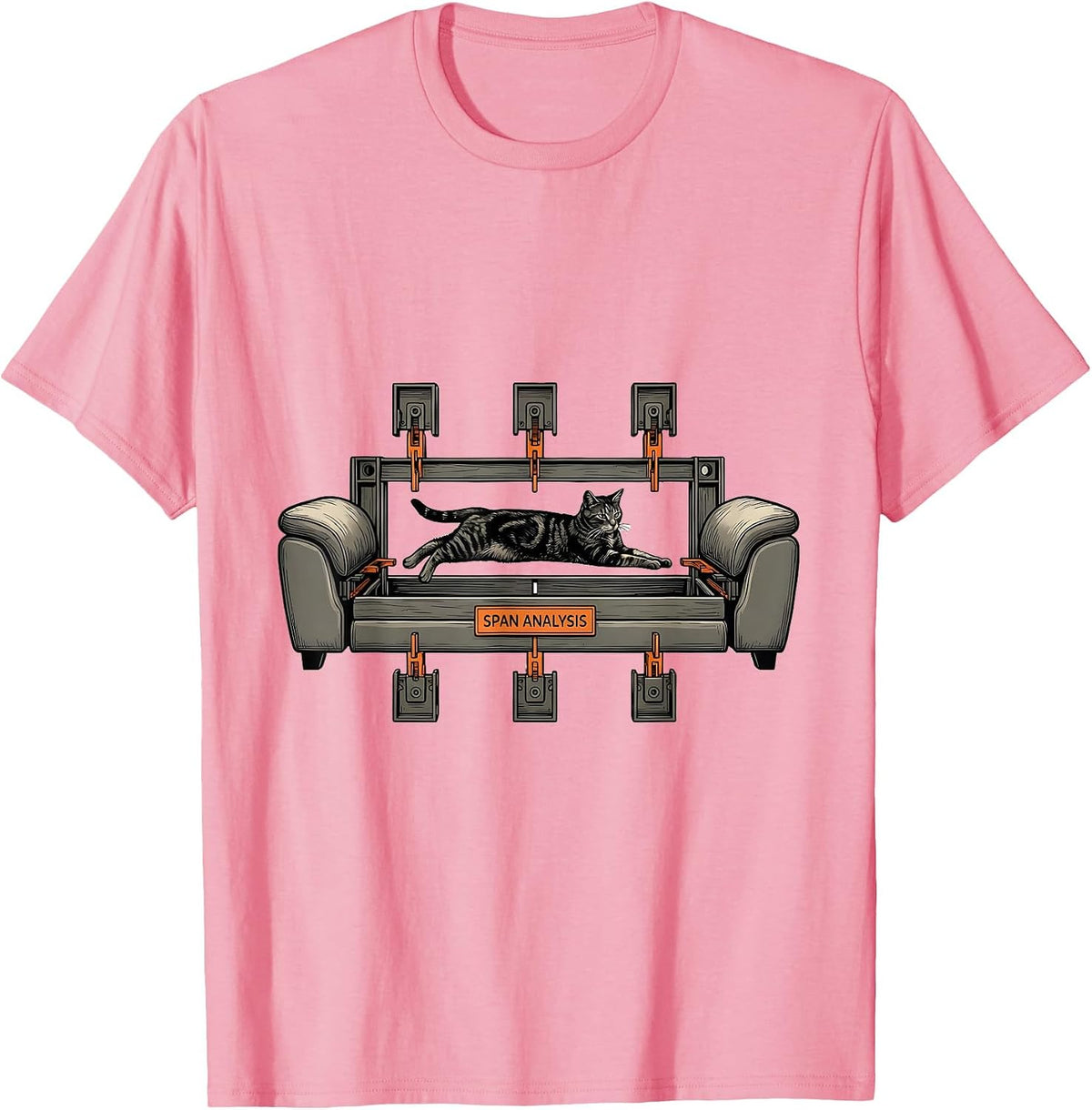 Men's Span Analysis Funny Cat Physics Humor Design Cat Science T-Shirt - Pink