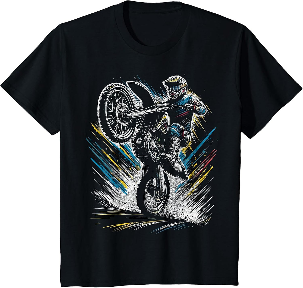 Dirt Bike Rider Motorcycle Retro Motocross T-Shirt - Black