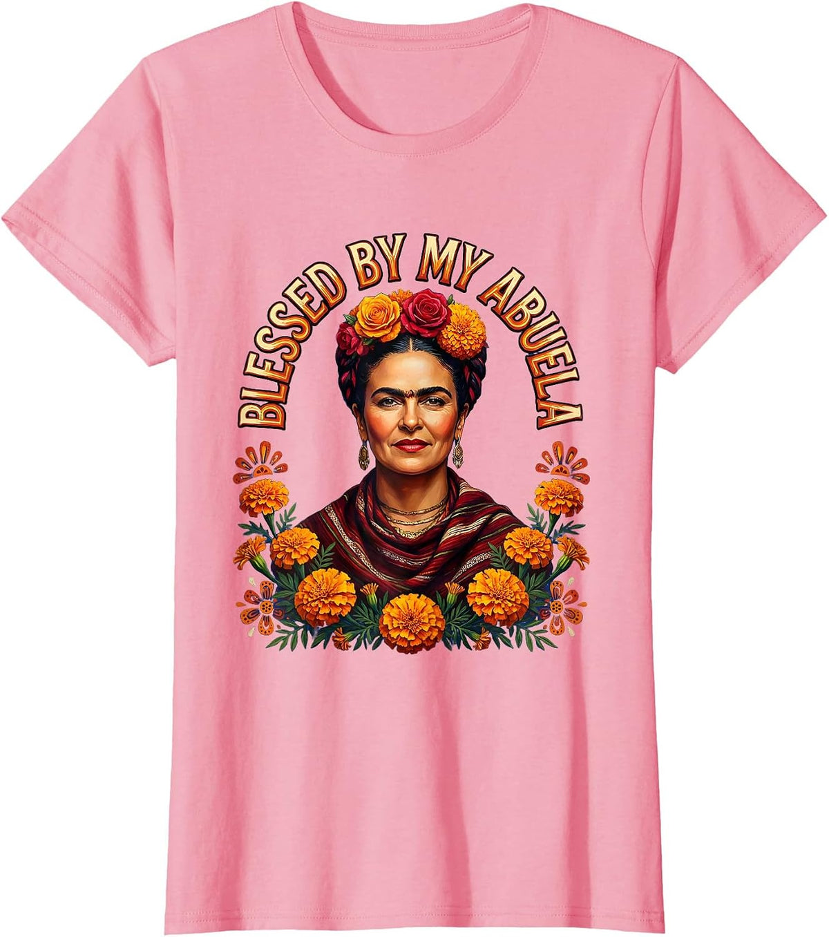 Women's Blessed By My Abuela Mexicana Heritage Design T-Shirt - Pink