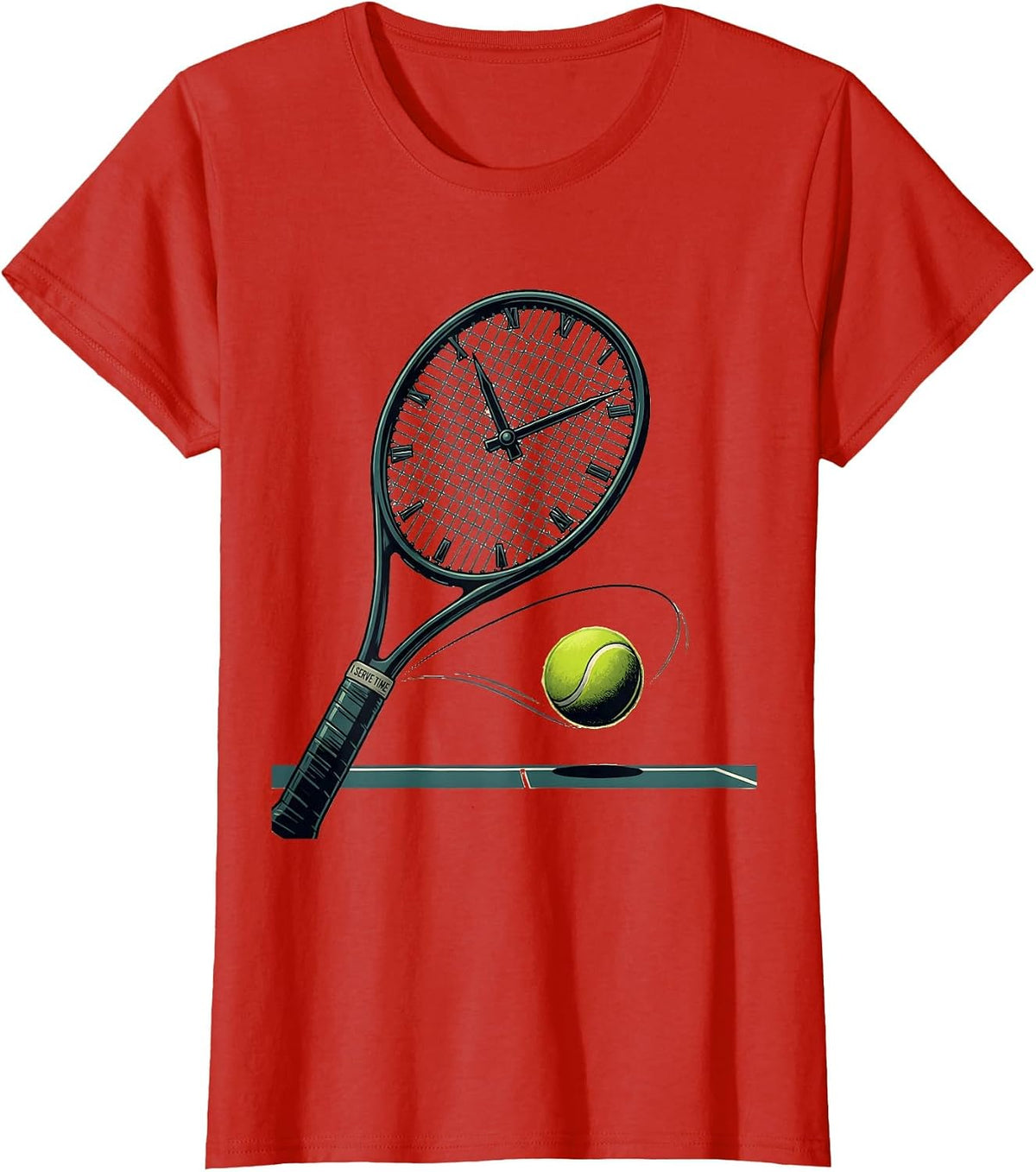 I Serve Time Editorial Conceptual Tennis Player Gift T-Shirt - Red