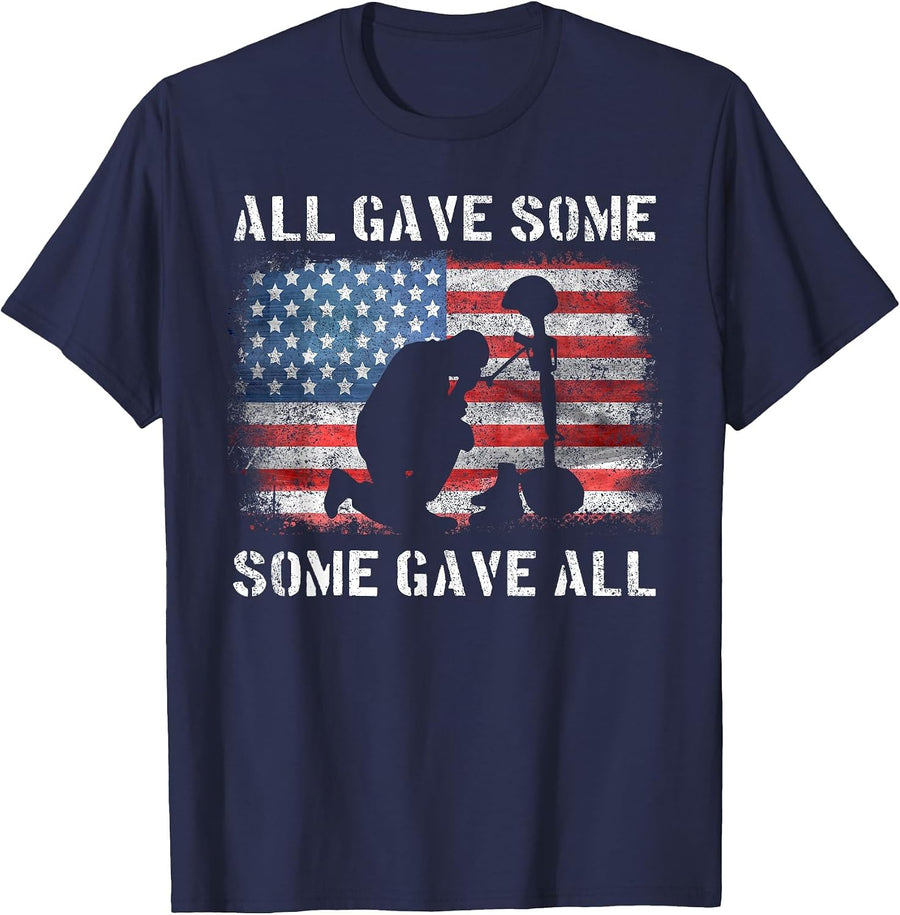 All Gave Some Some Gave All I Veteran & Memorial's Day T-Shirt - Navy Blue