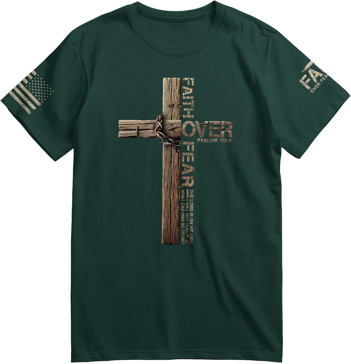 Faith Over Fear Shirt, Jesus Shirts for Men, Christian Shirts for Men, Christian Tshirts 1 - Forest-green