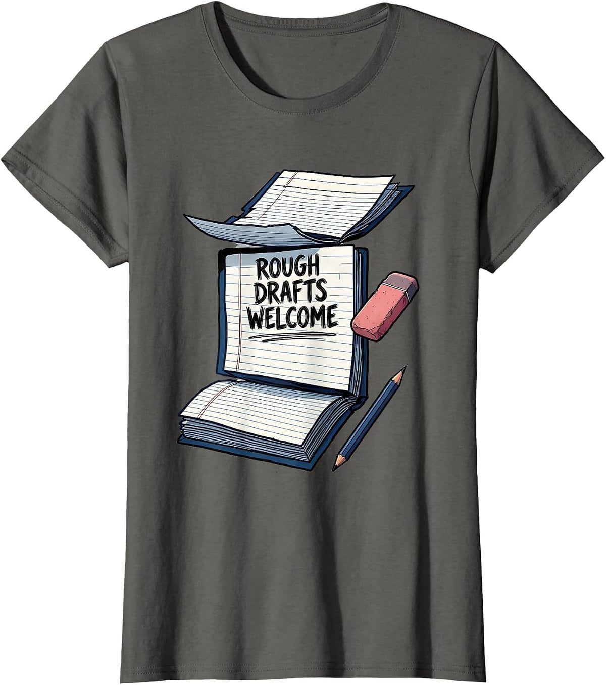 Women's Rough Drafts Welcome Growth Mindset Teacher Classroom T-Shirt - Asphalt Grey