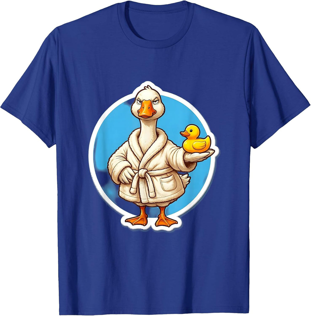 Silly Goose in Bathrobe with Rubber Duck T-Shirt - Royal Blue