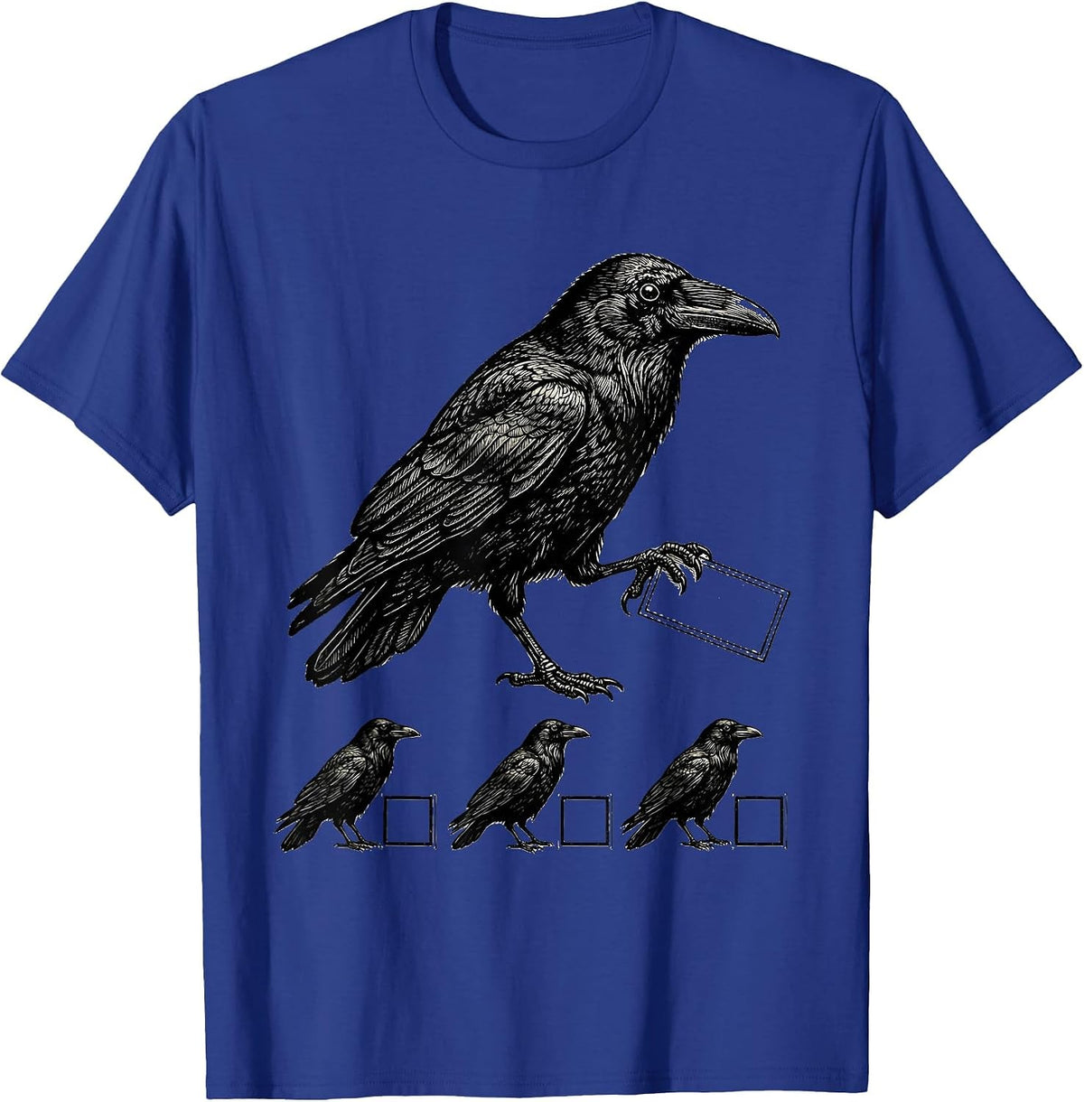 Men's Crow Silhouette Dark Humor Gothic Raven Bird Lover T-Shirt - Royal Blue
