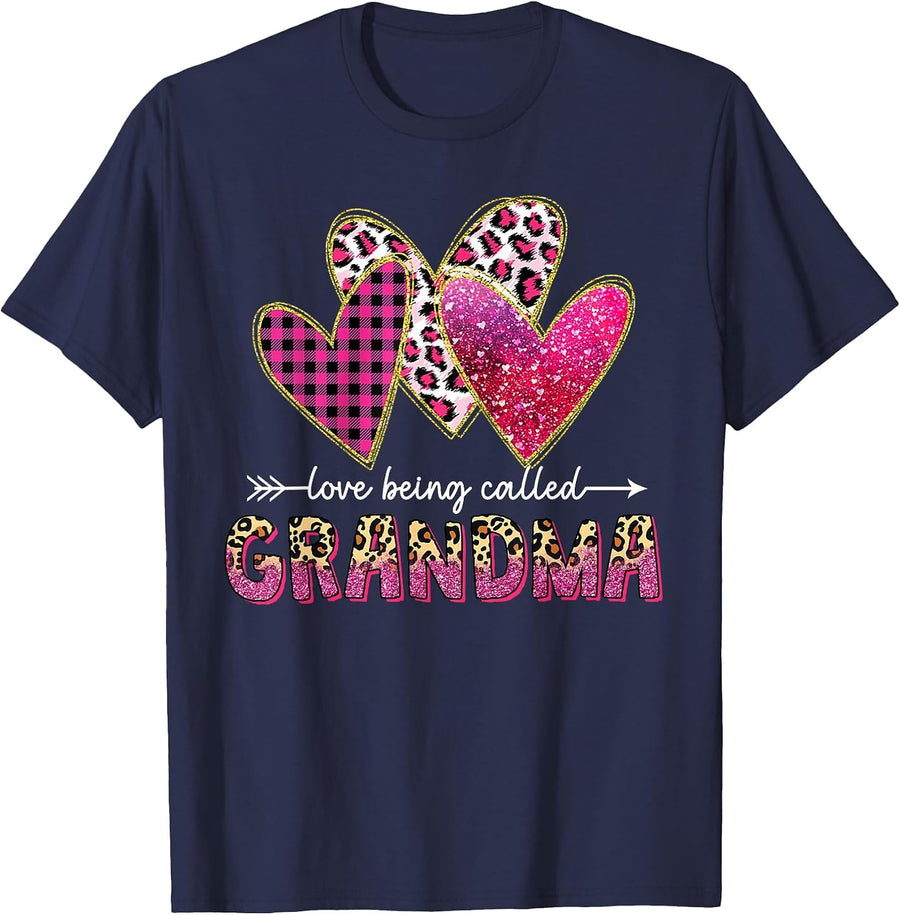 I Love Being Called Grandma Valentine Mothers Day Family T-Shirt - Navy Blue