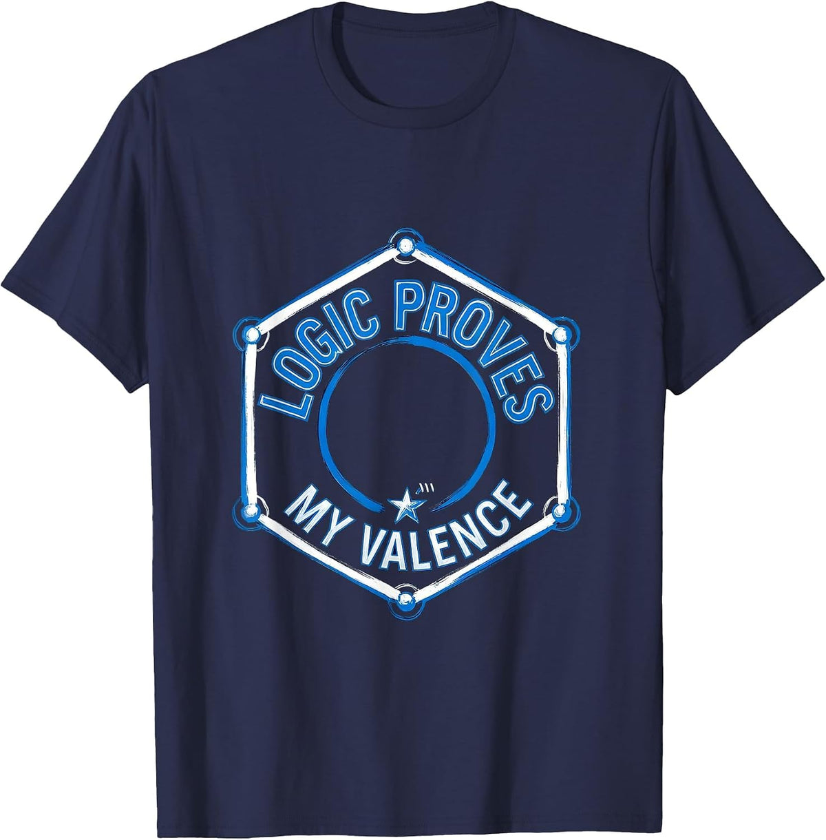 Men's Logic Proves My Valence Funny Chemistry Science Pun T-Shirt - Navy Blue