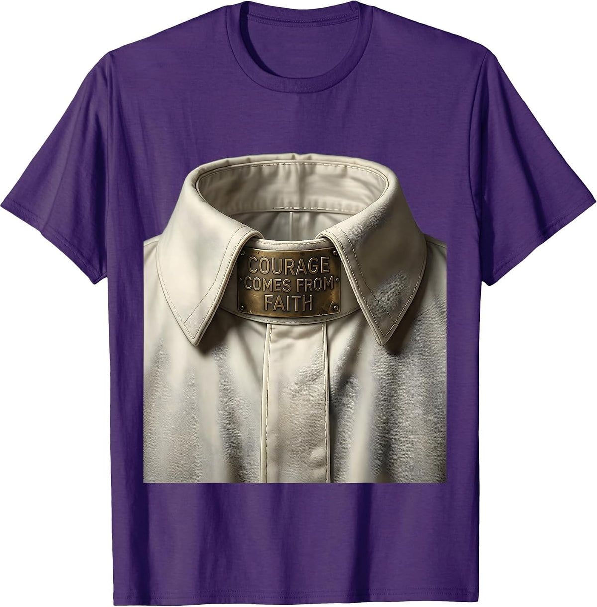 Courage Comes From Faith Over Fear Design T-Shirt - Purple