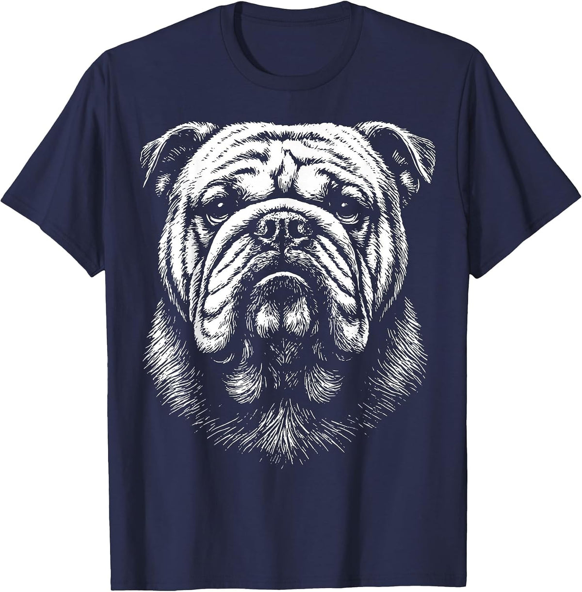 Bulldog Illustration T-Shirt - Navy Blue