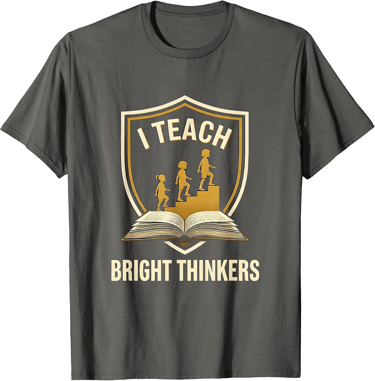 I Teach Bright Thinkers Retro Teacher Appreciation Gift T-Shirt - Asphalt Grey