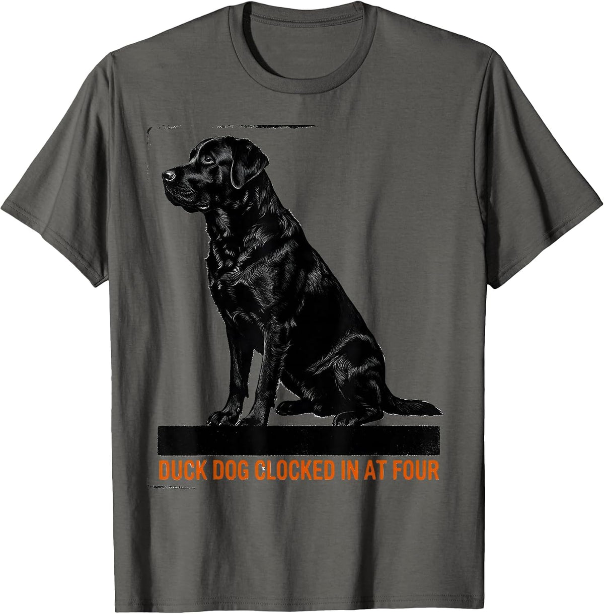 Men's Duck Dog Clocked In At Four Brutalist Hunting Dad Gift T-Shirt - Asphalt Grey