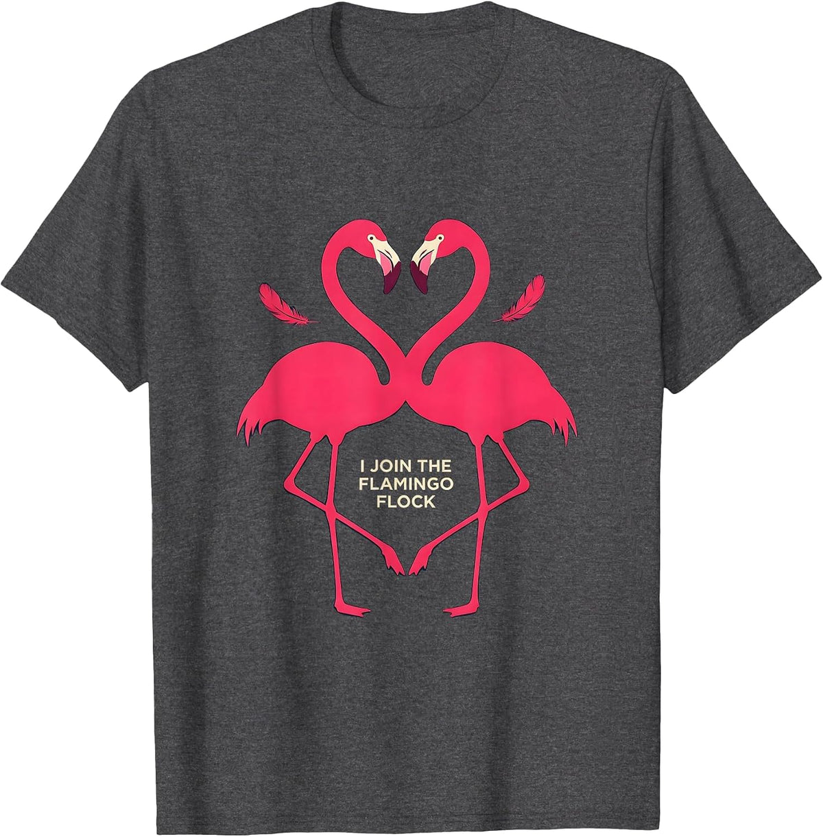 Men's I Join The Flamingo Flock Funny Flamingo Humor Family T-Shirt - Dark Heather Grey