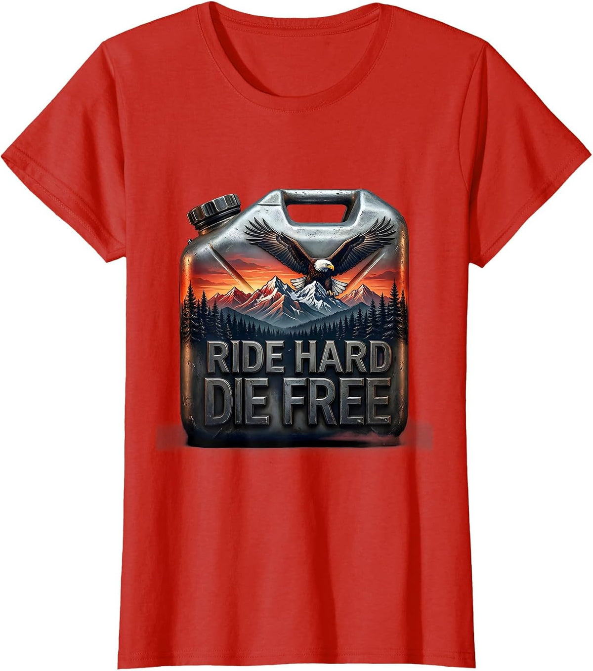 Ride Hard Die Free Motorcycle Biker Design T-Shirt - Red