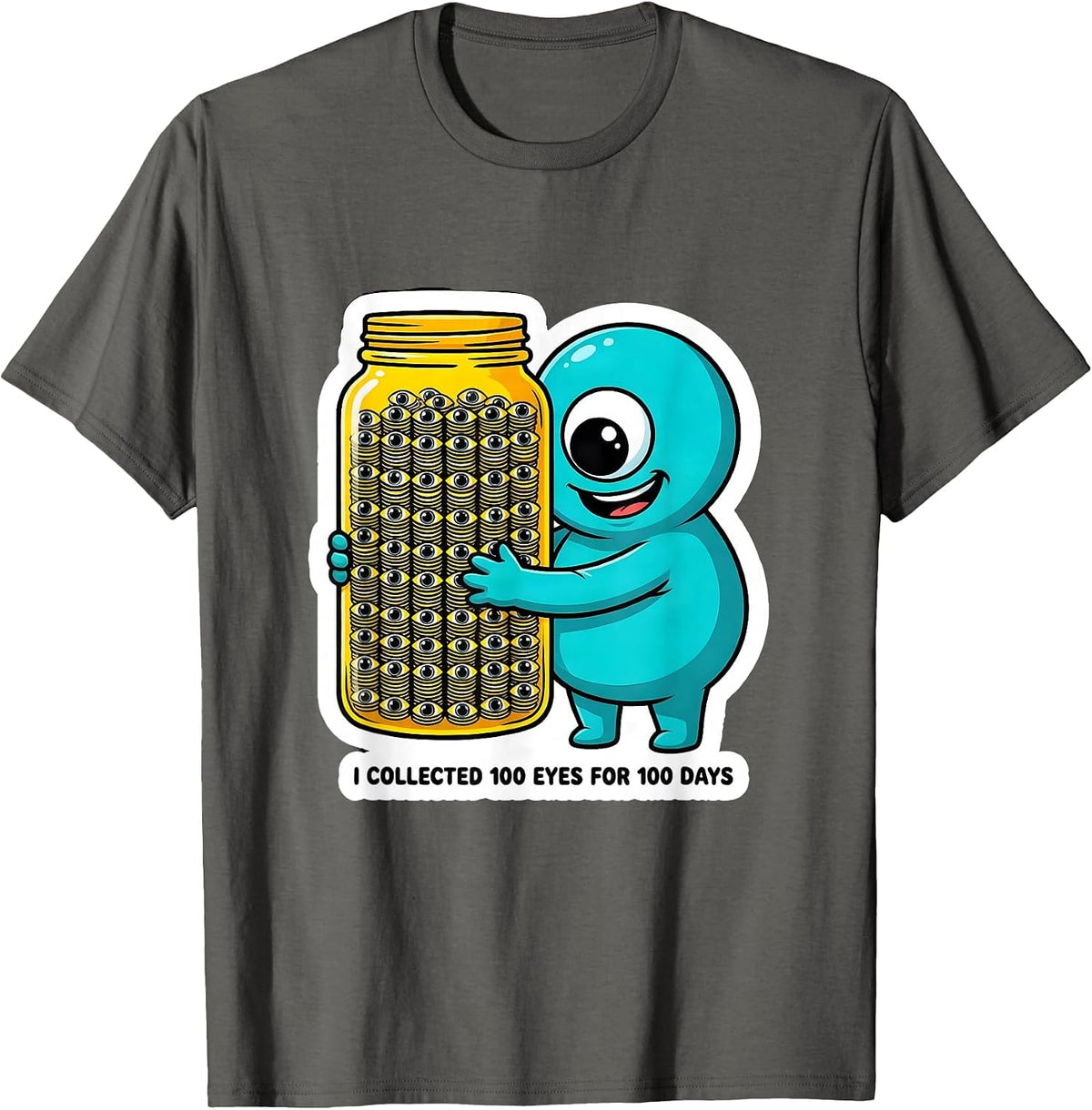 Men's I Collected 100 Eyes For 100 Days Funny 100th Day Of School T-Shirt - Asphalt Grey
