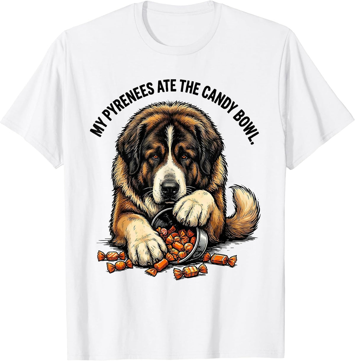 Men's My Pyrenees Ate The Candy Bowl Funny Halloween Dog Lover T-Shirt - White