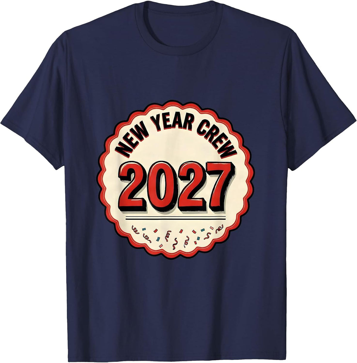 Men's New Year Crew 2027 Festive Party Host Family Keepsake T-Shirt - Navy Blue