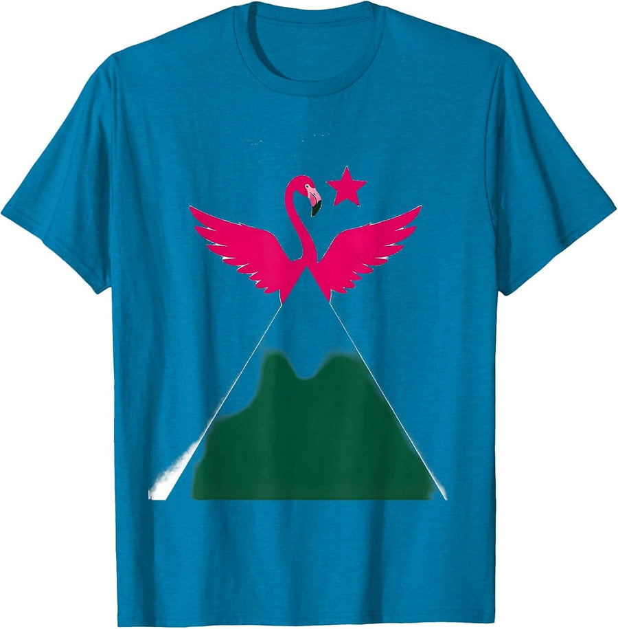 Pink Flamingo Tree Topper Minimalist Christmas Humor T-Shirt - Sapphire Blue