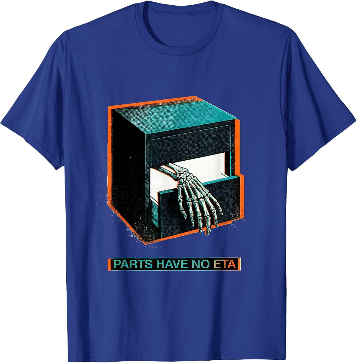 Men's Parts Have No ETA Funny Mechanic Skeleton Auto Repair Humor T-Shirt - Royal Blue