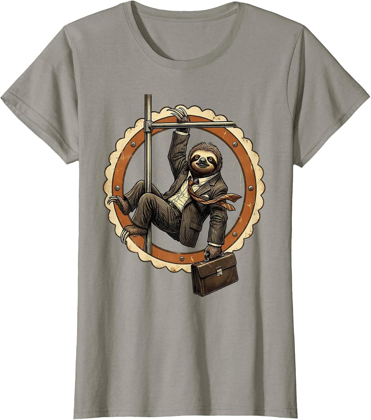 Women's Funny Sloth Business Suit Office Humor Graphic T-Shirt - Slate Grey