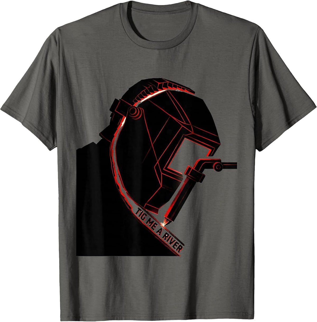 TIG Me A River Constructivist Poster Welder Humor Gift T-Shirt - Asphalt Grey