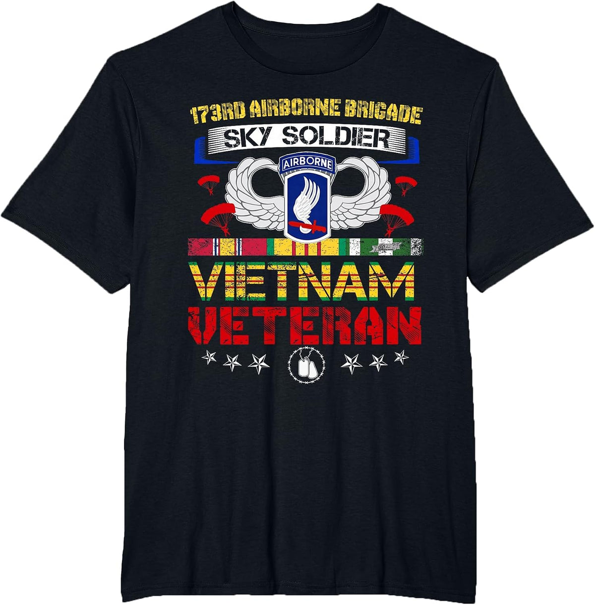 173rd Airborne Brigade Vietnam Veteran Shirt Sky Soldier T-Shirt - Black