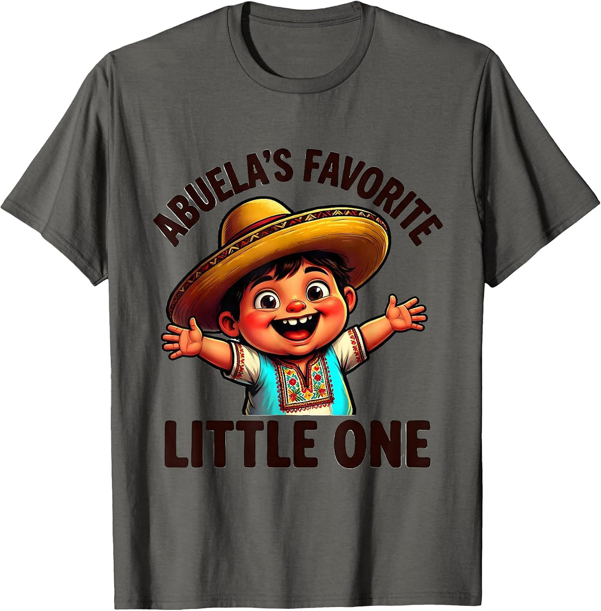 Abuela's Favorite Little One Mexican Kids Design T-Shirt - Asphalt Grey