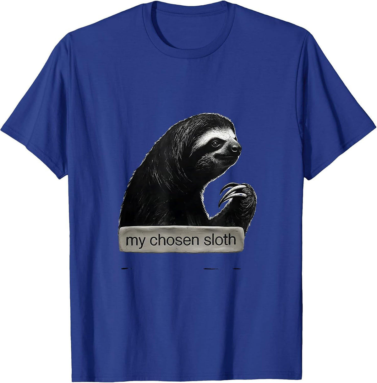 Men's my chosen sloth Minimalist Line Art Animal Badge Patch T-Shirt - Royal Blue