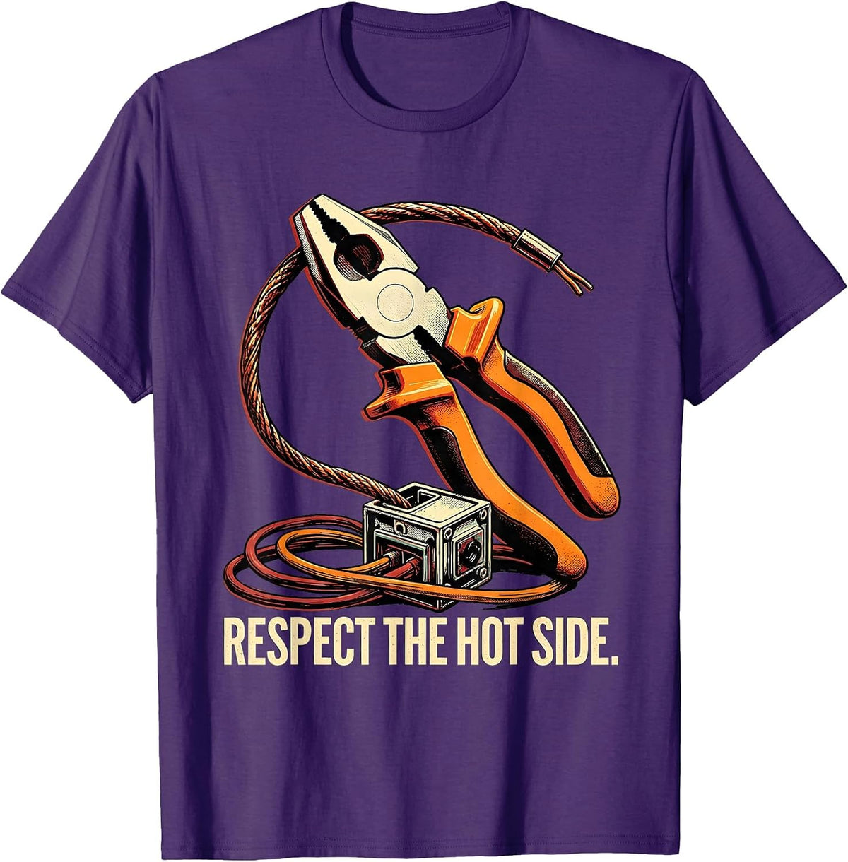 Respect The Hot Side Funny Electrician Engineer Workplace T-Shirt - Purple
