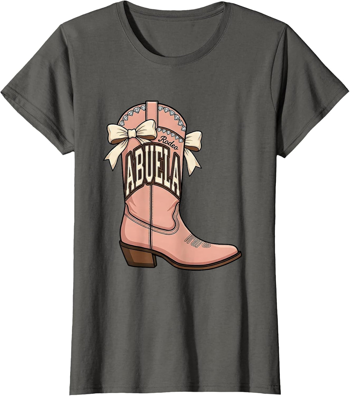 Women's Rodeo Abuela Sparkle Varsity Cowgirl Birthday Party Family T-Shirt - Asphalt Grey
