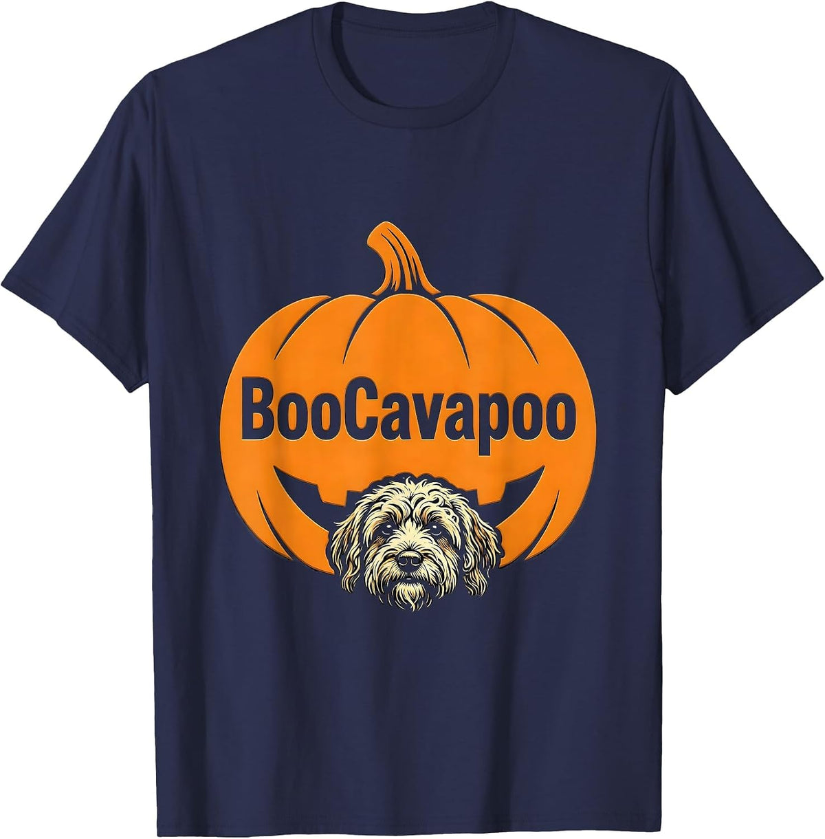 Men's BooCavapoo Funny Cavapoo Dog Halloween Costume Pet Lover T-Shirt - Navy Blue