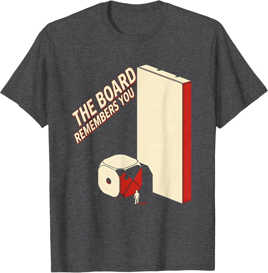 Men's The Board Remembers You Funny Retro Gamer Video Games Humor T-Shirt - Dark Heather Grey