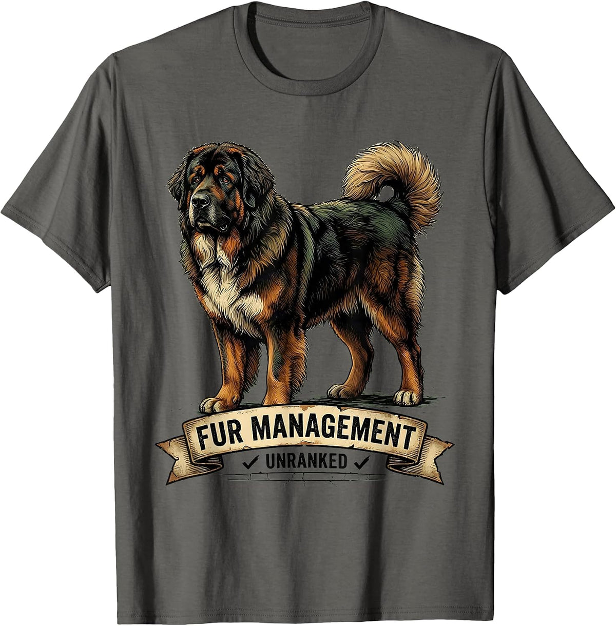 Men's Fur Management, Unranked Funny Great Pyrenees Dog Owner T-Shirt - Asphalt Grey