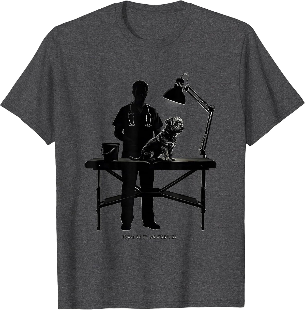 Treat Shift, We Stabilize Funny Vet Tech Halloween Costume T-Shirt - Dark Heather Grey