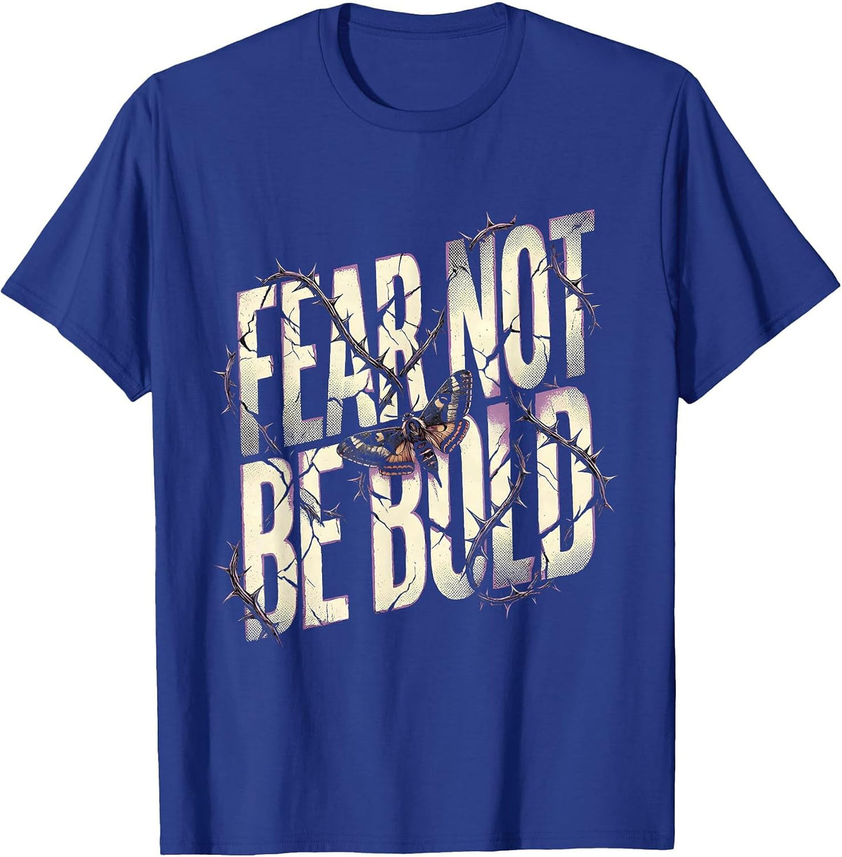 Men's Fear Not Be Bold Faith Over Fear Graphic Design T-Shirt - Royal Blue