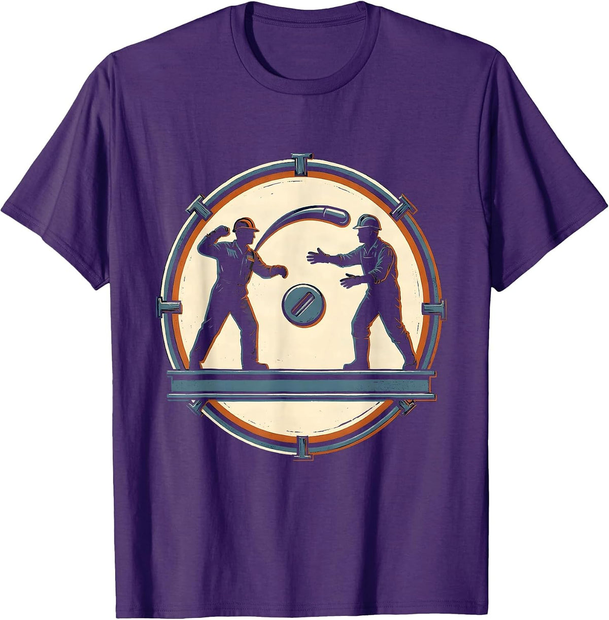 Labor Day Rivet Catch Graphic Tee T-Shirt - Purple