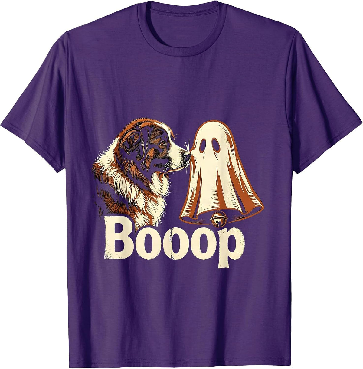 Men's Booop Rubber Stamp Great Pyrenees Ghost Dog Mom Halloween T-Shirt - Purple