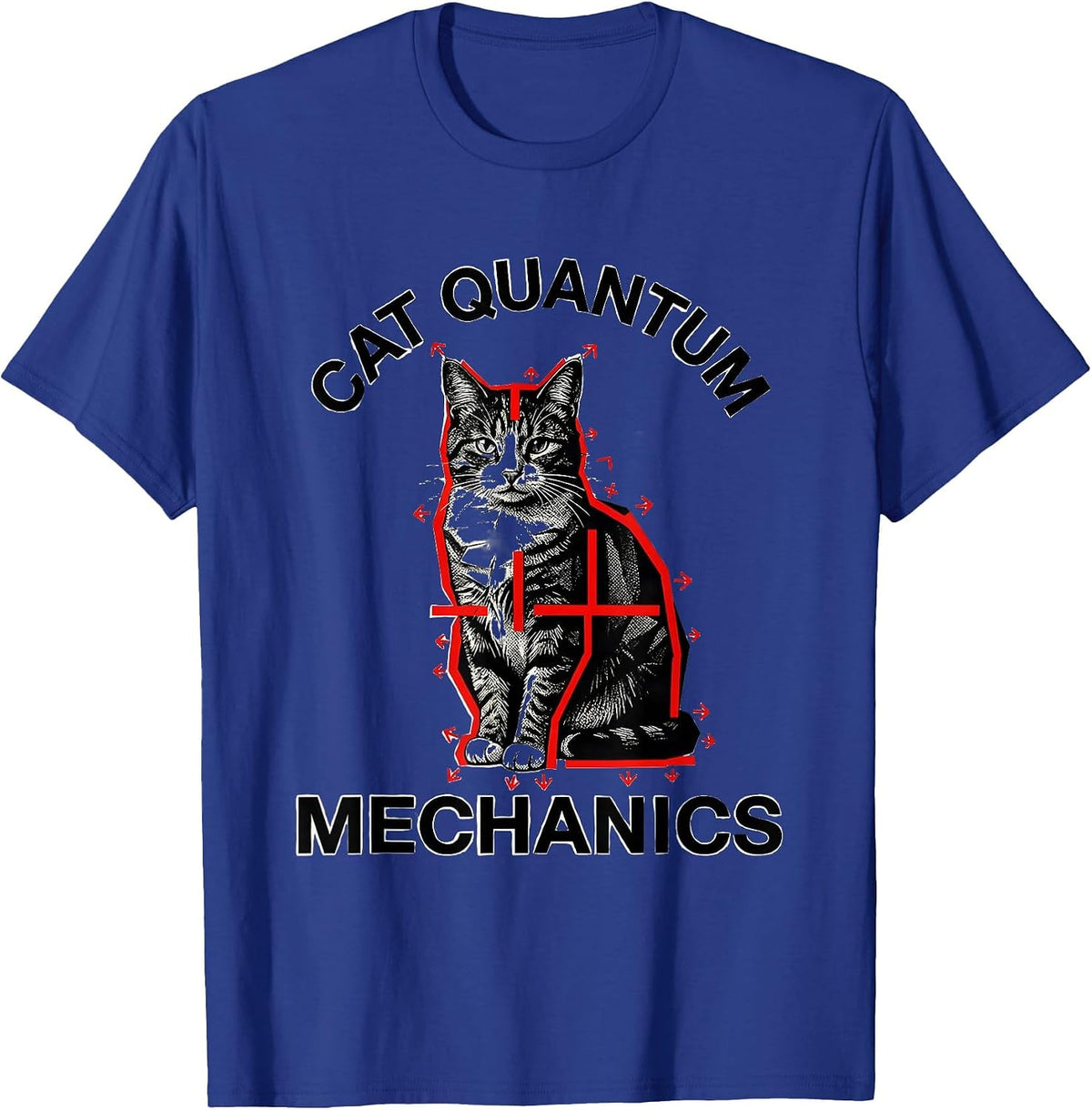 Cat Quantum Mechanics Funny Cat Science Math Teacher Gift T-Shirt - Royal Blue