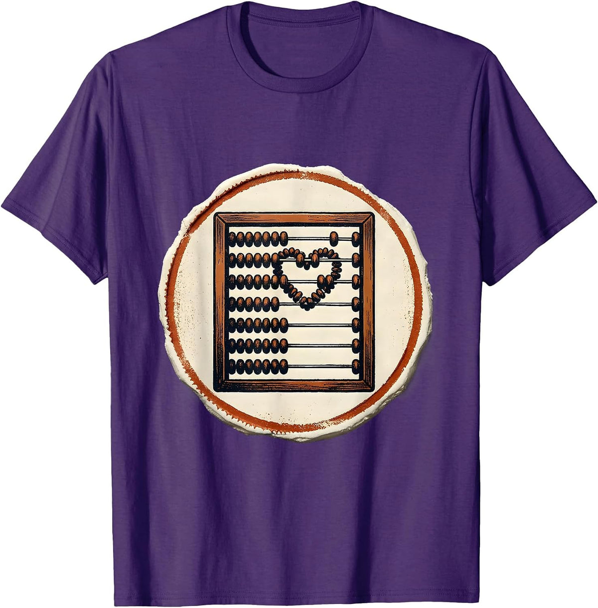 Men's Heart Abacus Stamp Teacher Valentine’s Day Humor T-Shirt - Purple