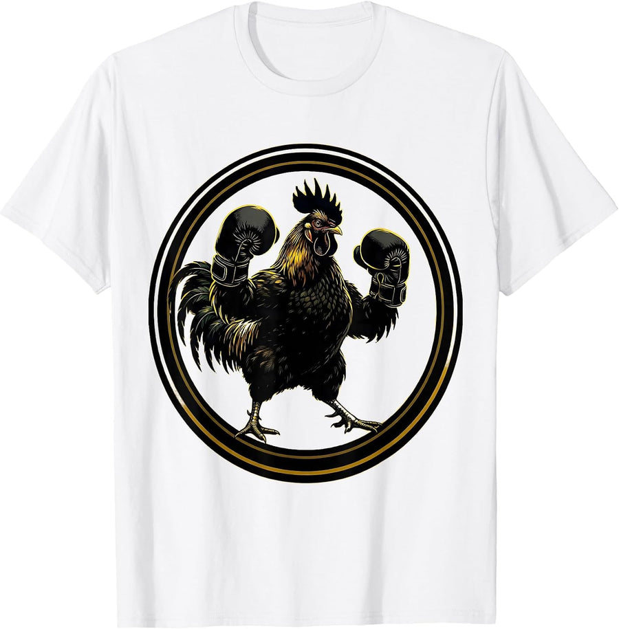 Men's Angry Hen Boxing Gloves Funny Chicken Fighter T-Shirt - White