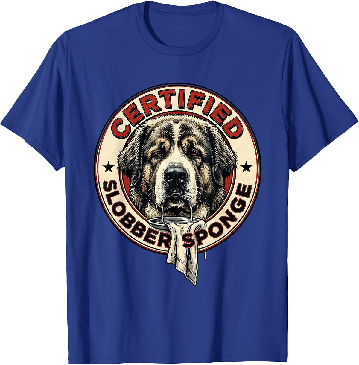 Men's Certified Slobber Sponge Funny Great Pyrenees Dog Mom Dog T-Shirt - Royal Blue