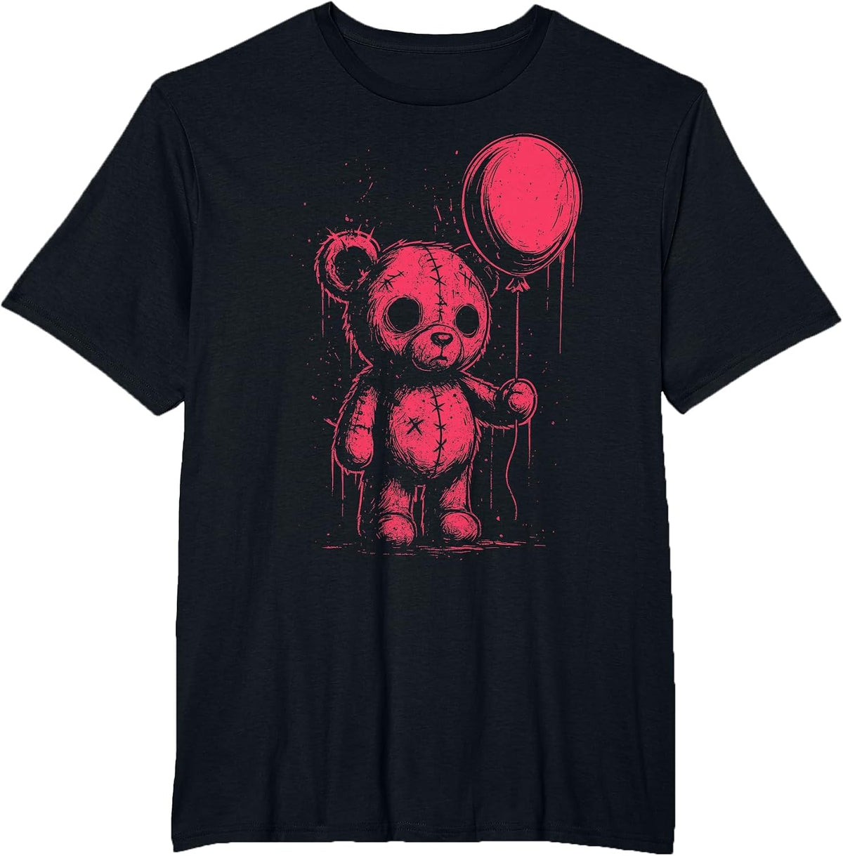 Creepy Cute Teddy Bear Pastel Goth Grunge Horror Lover T-Shirt - Black