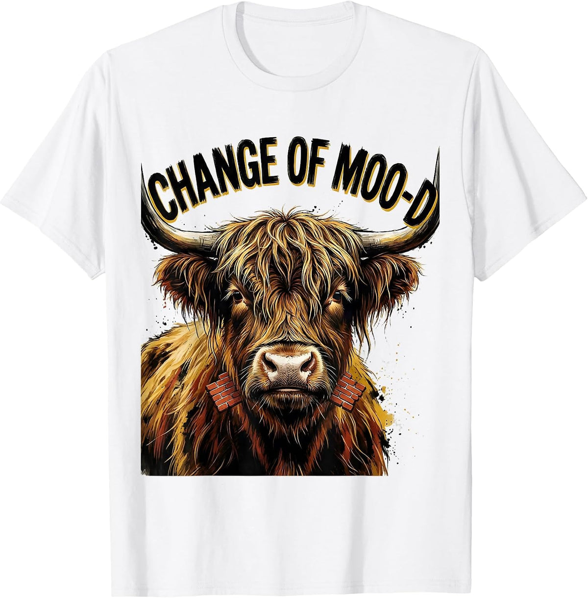 Men's Change Of Moo-D Funny Highland Cow Farm Animal Humor T-Shirt - White