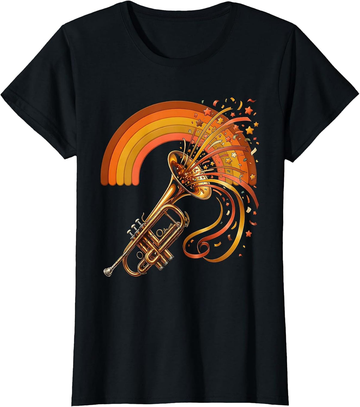 Mardi Gras Jazz Trumpet Confetti Explosion T-Shirt - Black