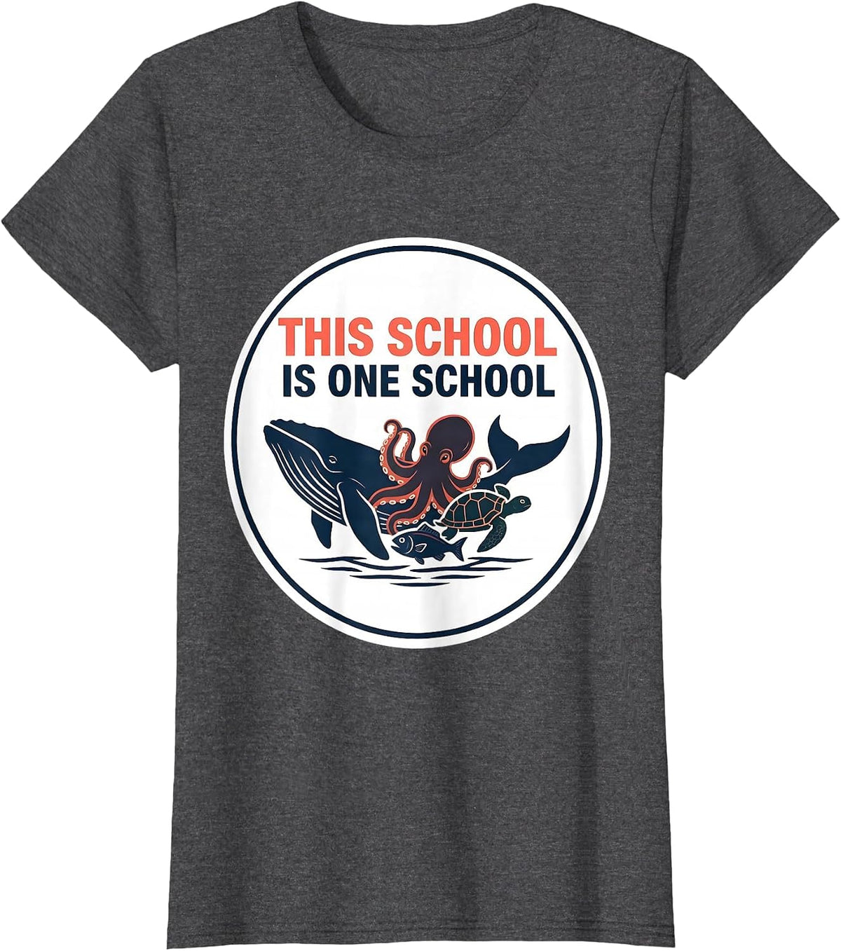 Women's This School Is One School Inspirational School Staff Unity T-Shirt - Dark Heather Grey